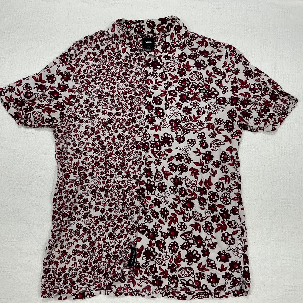 Vans Mens‎ Short Sleeve Button Up Shirt Classic Fit All Over Floral Print Large